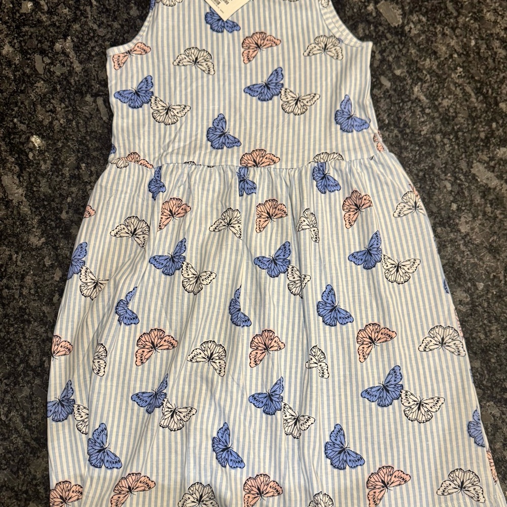 NEW! H&M Blue and Pink Butterfly Striped Top